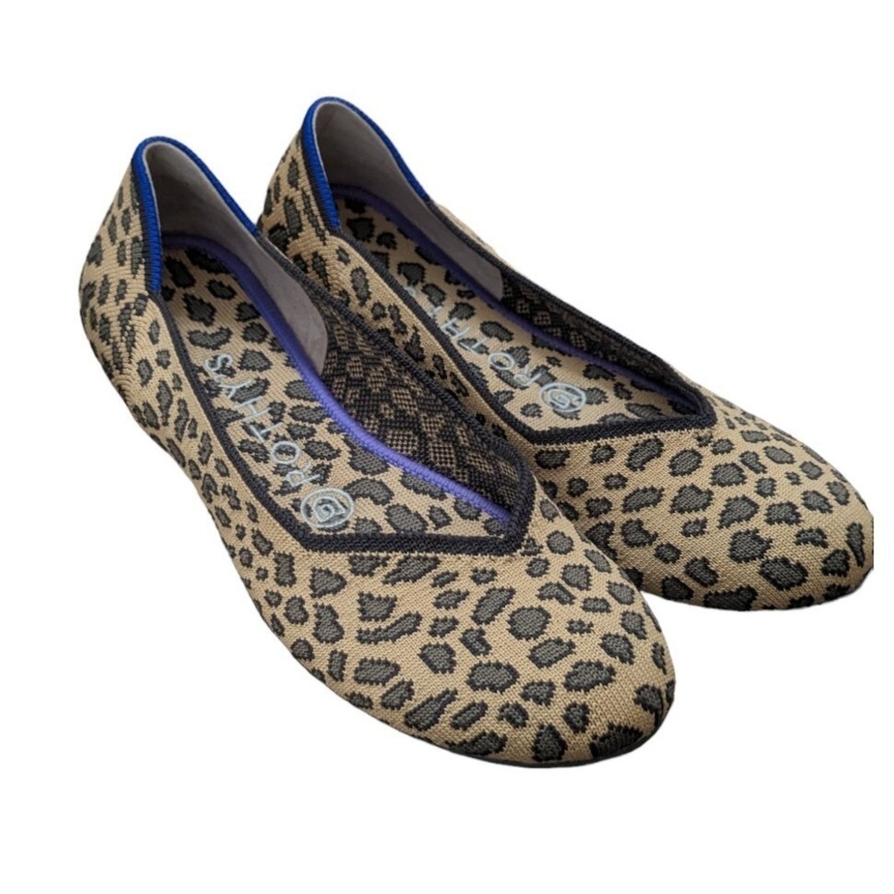 Rothy's The Flat Round Toe Spotted Leopard Print Size 6.5